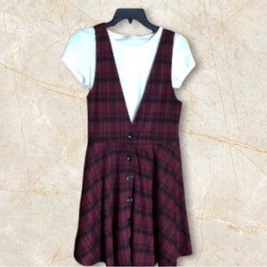 Girls plaid dress youth large 12 with shirt NWT holiday